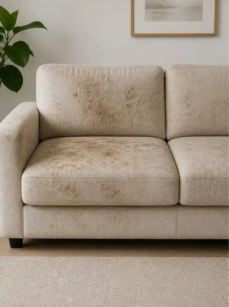 Sofa vor der Reinigung – schmutzig